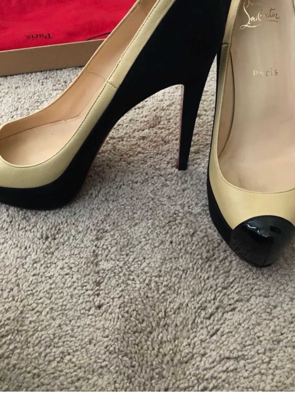 Christian Louboutin Mago 140 Suede/Napa/Patent Heels - Size 38